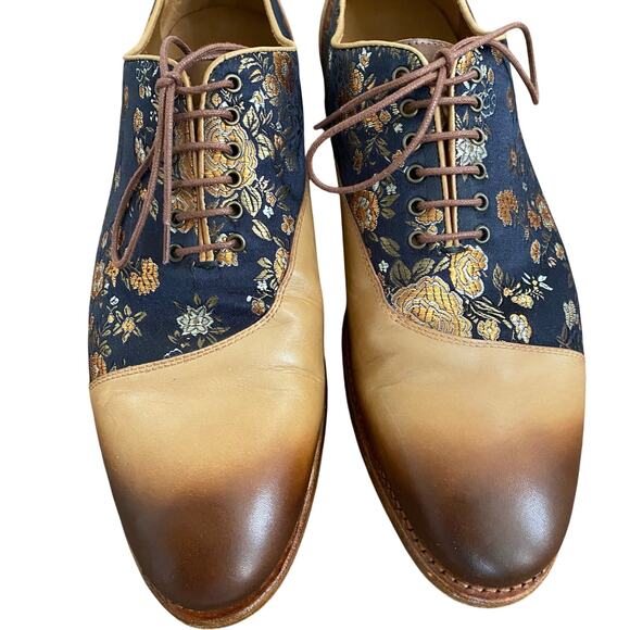 Taft Jack Mens Dress Shoe Eden Size 43.5 EU 10.5 US Leather Handmade Floral - Picture 3 of 8
